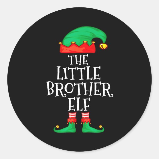 Sticker Rond Elf Family Christmas Little Brother Elf Sweater Me (Devant)
