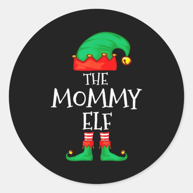 Sticker Rond Elf Family Christmas Mommy Mom Mother Mama Elf Swe (Devant)