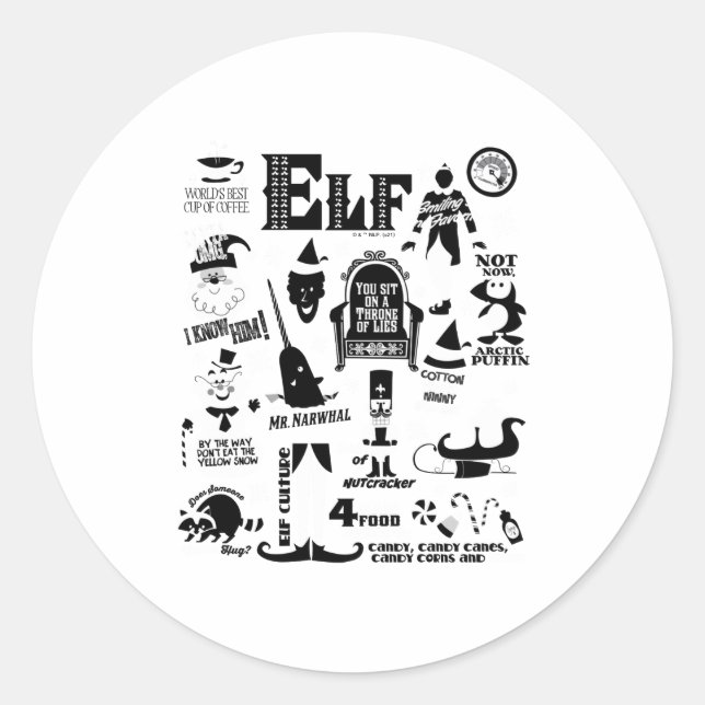 Sticker Rond Elf Icons And Movie Quotes  (Devant)