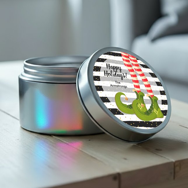 Sticker Rond Elf Legs Joyeuses vacances (Elf Legs Happy Holidays Round Stickers)