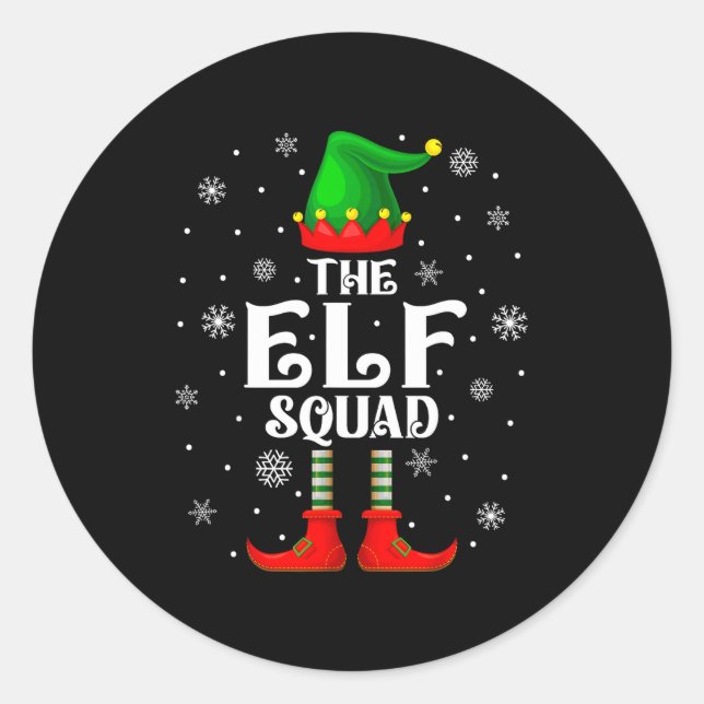 Sticker Rond Elf Squad Family Matching Xmas Funny Christmas Vib (Devant)