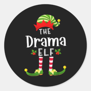 Sticker Rond Elfe de Noël dramatique Pyjama assorti X-mas Party