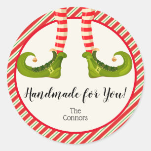 Sticker Rond Elfe de Noël Marchandises maison Cuisine de vacanc