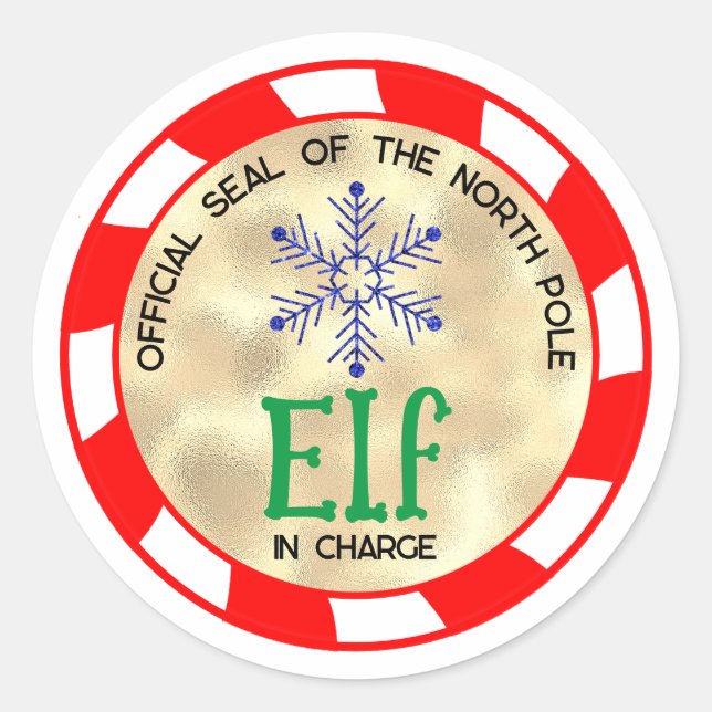 Sticker Rond Elfe de Noël mignon et drôle en charge (Devant)