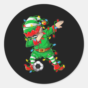 Sticker Rond Elfe joueur de football flippant Noël Dab Xmas