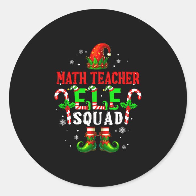 Sticker Rond Elfe professeur de maths équipe chapeau chaussures (Devant)
