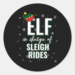 Sticker Rond Elfe Responsable De Sleigh Rides Vacances Noël Ma