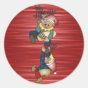 Sticker Rond Elfes danois de Noël