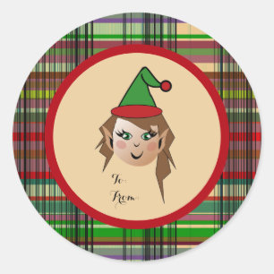 Sticker Rond Elfie avec plaid Plaid motif background Design