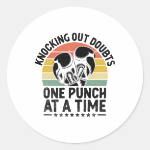 Sticker Rond Éliminer Les Doutes D'Un Punch À L'Autre Sport Box