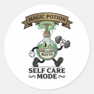 Sticker Rond Élixir Magique Rétro pour le Mode de Soins Personn