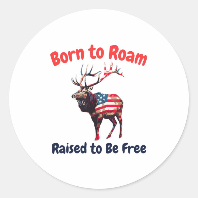 Sticker Rond Elk Flag America (Devant)