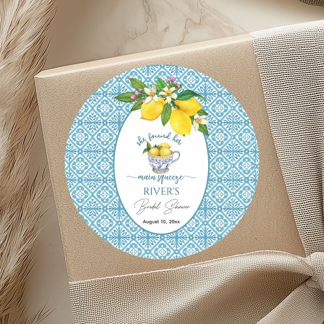 Sticker Rond Elle a trouvé sa Baby Shower de mariage (Créateur téléchargé)