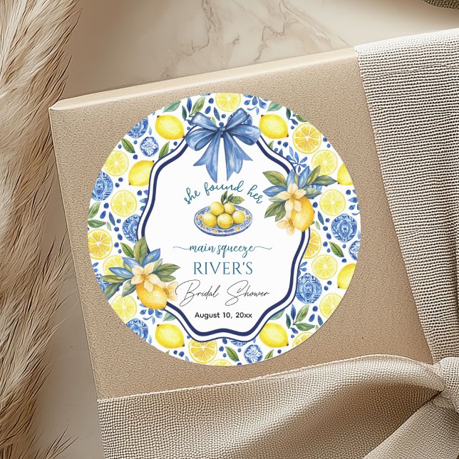 Sticker Rond Elle a trouvé sa Baby Shower de mariage (Créateur téléchargé)