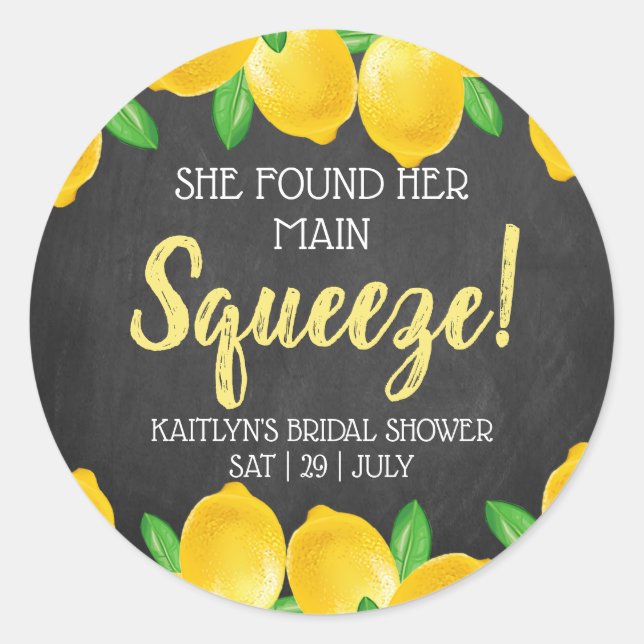 Sticker Rond Elle a trouvé sa douche de mariage Main Squeeze Le (Devant)