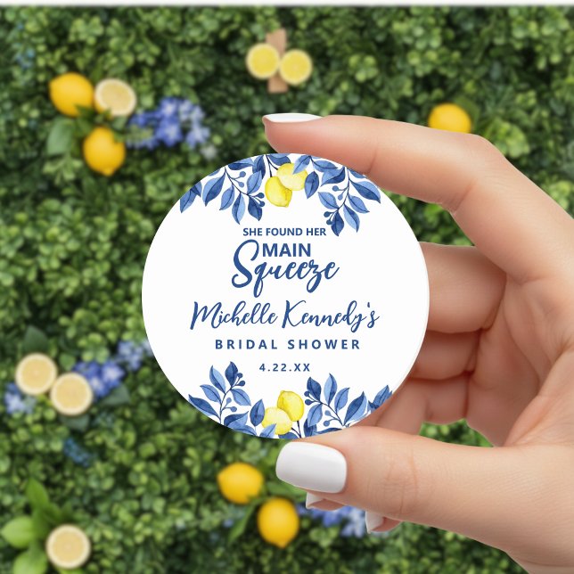 Sticker Rond Elle a trouvé sa douche de mariée Main Squeeze  (Créateur téléchargé)