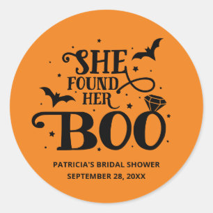 Sticker Rond Elle a Trouvé Sa Fête de Mariage d'Halloween Brida