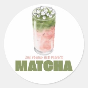 Sticker Rond Elle a trouvé son design matcha parfait   Cute Mat