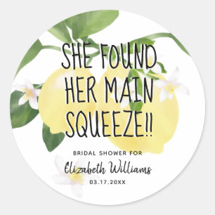 Sticker Rond Elle a Trouvé Son Mariage de Douche de Citron de P