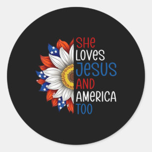 Sticker Rond Elle Aime Jésus Et L'Amérique Trop Tournesol Chris