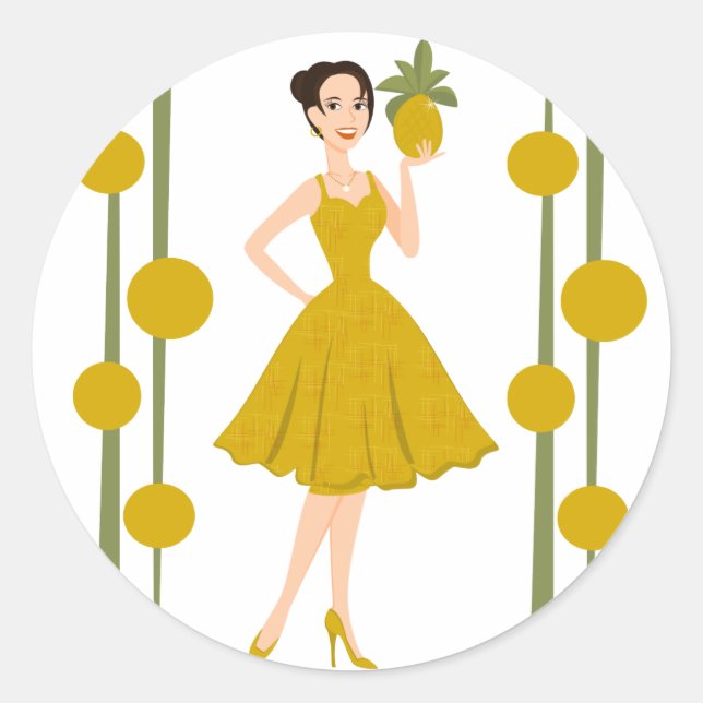 Sticker Rond Elle ananas (Devant)
