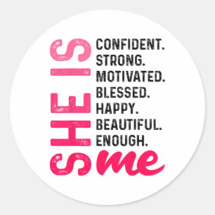Sticker Rond Elle Est Confiante Forte Motivée Histoire Noire Mo