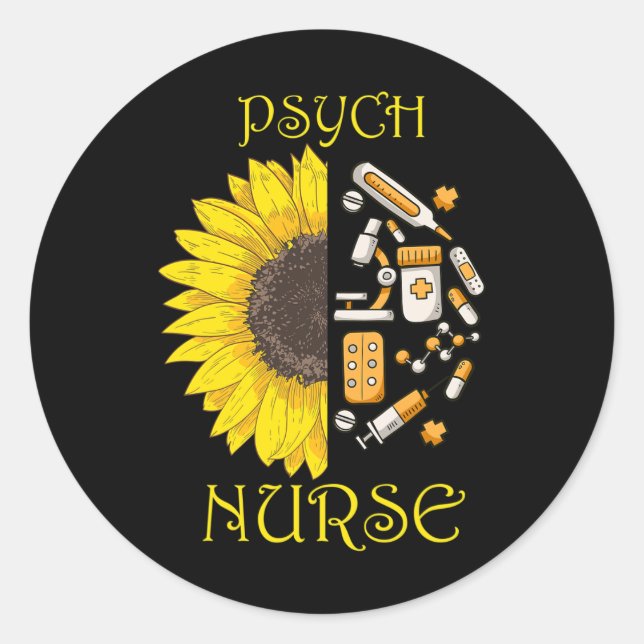 Sticker Rond Elle Est Devenue Une Infirmière Psychiatrique Psyc (Devant)