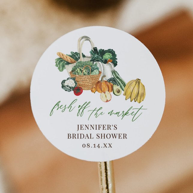 Sticker Rond Elle est fraîche du marché: Baby Shower Mariage  (Créateur téléchargé)