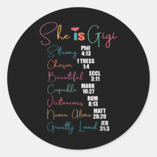 Sticker Rond Elle Est Gigi Christian Mothers Day Présente Grand