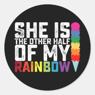 Sticker Rond Elle Est L'Autre Moitié De Mon Rainbow Lesbian Gay