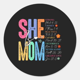 Sticker Rond Elle est maman chrétienne Fête des mères Jésus Mam