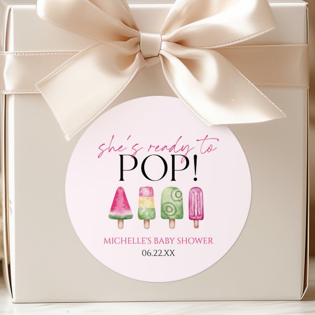 Sticker Rond Elle est prête à éclater ! Fête de bébé popsicle (Créateur téléchargé)