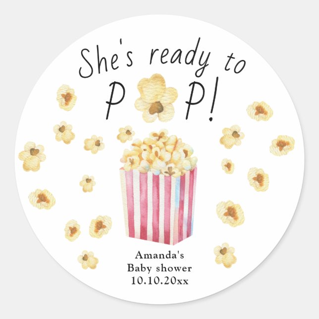 Sticker Rond Elle est Prête à Exploser Aquarelle Fête Prénatale (Devant)