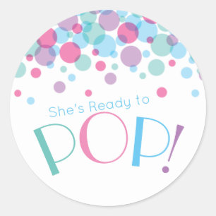 Sticker Rond Elle est prête à faire des Baby showers Pois