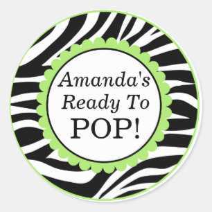 Sticker Rond Elle est prête à la pop, Baby shower d'impression