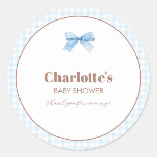 Sticker Rond Elle est prête pour la Baby Shower au soda bleu qu