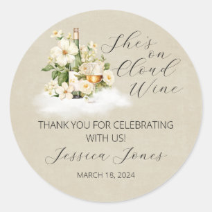 Sticker Rond Elle est sur Cloud Wine Bridal Shower Invitation