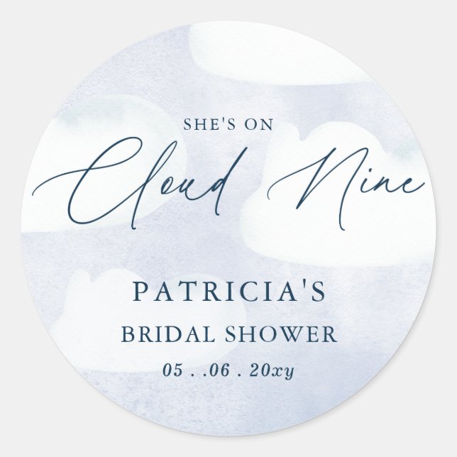 Sticker Rond Elle est sur son nuage Bridal Shower (Devant)