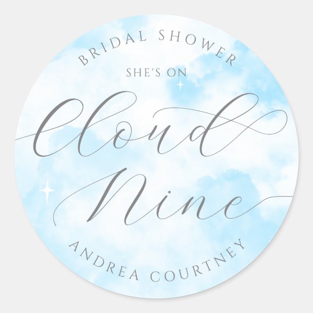 Sticker Rond Elle est sur un nuage neuf Shower de mariage paste (Devant)