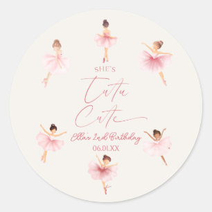 Sticker Rond Elle est Tutu mignonne rose Ballerina 2e fête d'an