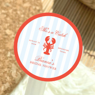 Sticker Rond Elle est un homard à prendre  Shower de mariage ro