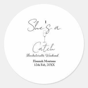 Sticker Rond Elle est une bouteille de champagne de week-end d'