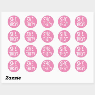 Sticker Rond ELLE / EUX Pronononounes Pink Handlettering ensemb
