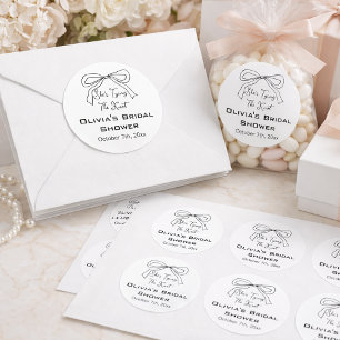 Sticker Rond Elle Noue le Nœud Noir Bowling Mariage