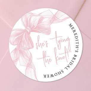 Sticker Rond Elle Noue Le Nœud Rose Rose Enterrement de Vie de