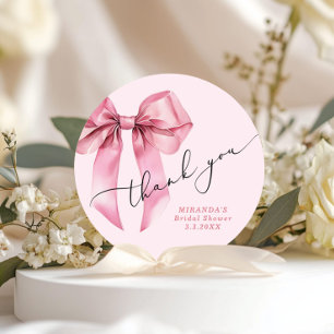 Sticker Rond Elle noue le nœud Rose Roseau Mariage Merci