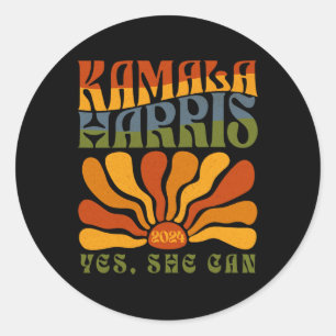 Sticker Rond Elle peut 2024 Président d'élection Kamala Harris