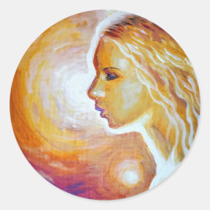 Sticker Rond Elle regarde les étoiles