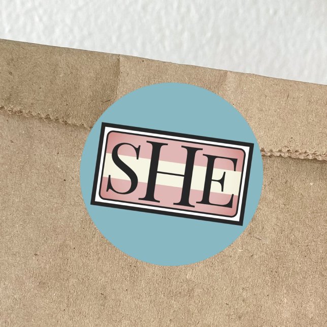 Sticker Rond Elle son pronom transféminin (Créateur téléchargé)