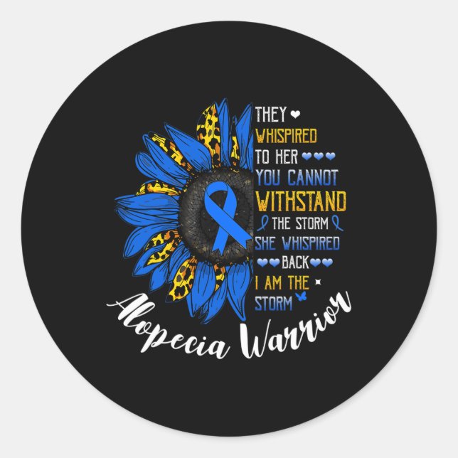 Sticker Rond Elle Whischote Je Suis La Tempête Alopecia Areata  (Devant)
